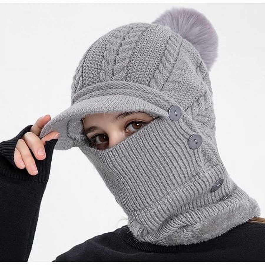 Sinhoon Women One Piece Slouchy Fleece Beanie Hats Scarf Mask Warm