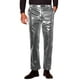 thumbnail image 1 of Pantalones metálicos INSPIRE CHIC para hombres, pantalones rectos brillantes para fiestas disco, pantalones brillantes 36 gris plateado, 1 of 5
