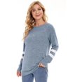 thumbnail image 3 of Womens Color Block Leopard T Shirts Casual Striped Long Sleeve Tunic Tops, 3 of 7