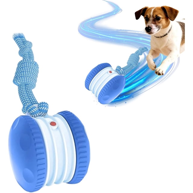 Pleteffect Interactive Dog Ball Toy: Activated Automatic Rolling Dog Toy with Rope for Small & Medium Large Dogs - Rechargeable Motion-Activated Smart Dog Ball Indoor Play Entertainment (Blue)