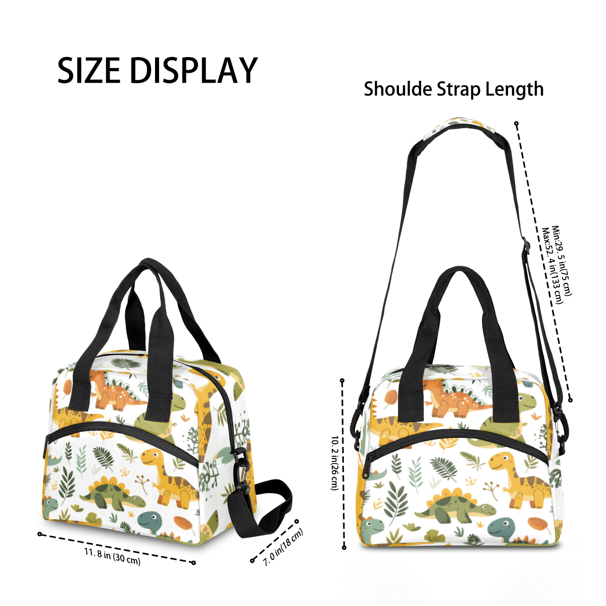 Herdesigns Dinosaur Insulated Lunch Bag for Women Men Adults Large Reusable Lunch Box Cute Dino Leakproof Cooler Tote Bags with Adjustable Shoulder Strap