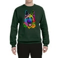 thumbnail image 2 of Wild Bobby, Colorful Happy German Shepherd Dog Animal Lover Unisex Crewneck Graphic Sweatshirt, Forest Green, 2XL, 2 of 3