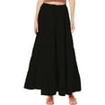 thumbnail image 3 of Women'S Summer Casual Elegant Smock Layered Tiered Maxi Skirt High Waisted A Line Flowy Long Skirts Black S, 3 of 8