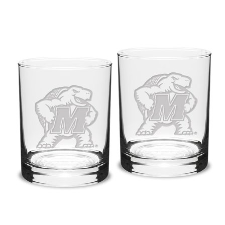 Maryland Terrapins Set of 2 Traditional Double Old Fashioned Glasses