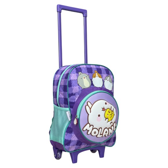 Mochila Escolar con Carrito Rodante para Niña Personaje Molang color Morado