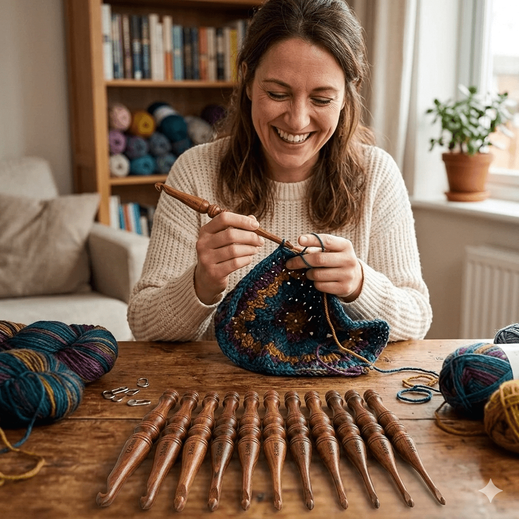 Rosewood Wooden Crochet Hooks Needle Yarn Knitting Yarn Ergonomic Antique Needle Hooks Wood Set Of 13 Hooks Needle With Stand holder