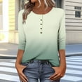 thumbnail image 4 of Charella 3/4 Sleeve Tops for Women Summer Dressy Casual Button down Crew Neck Shirts Floral Printed Loose Fit Tunic Blouses (2XL, Mint Green), 4 of 7