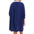 thumbnail image 4 of Half Sleeve Patchwork Women Loose V-Neck Mini Dress, 4 of 5