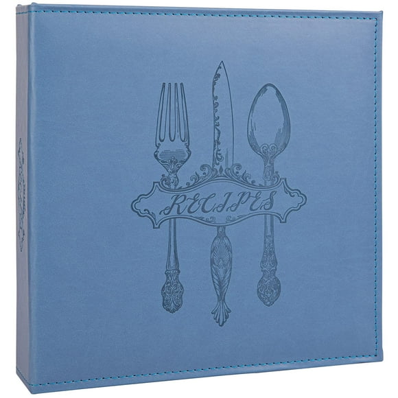 COFICE Recipe Binder â€“ 8.5x11 3 Ring Blank Family Recipe Book Binder Kit to Write in Your Own Recipes with PU Faux Leather Cover and Plastic Sleeves (Dark Blue)