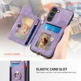 thumbnail image 5 of SaniMore for Samsung Galaxy S23 Wallet Case, [RFID Blocking] Elastic Card Slot Vehicle Magnetic PU Leather Ring Holder & Lanyard Stand Money Pocket Cover for Samsung S23 5G, Purple, 5 of 12