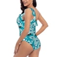 thumbnail image 4 of Picia Shark Wearing Sunglasses Pattern Women's One Piece Swimsuits,One Shoulder Swimwear Asymmetric ,Ruffle Monokinis Bathing Suits,High Waisted Flattering Bathing Suits-Large, 4 of 8