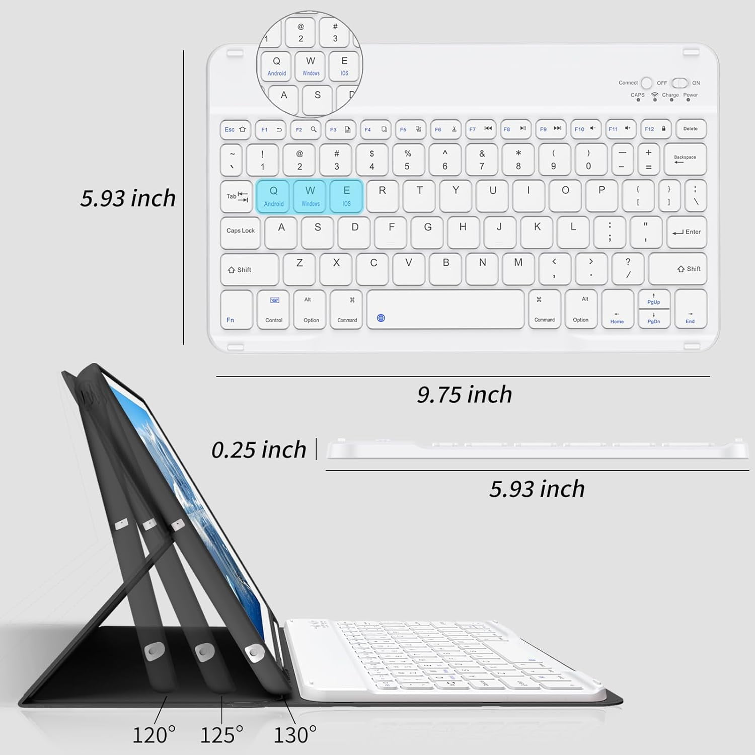 iPad 10.2 Inch Bluetooth Keyboard Cover Case for iPad 9th
