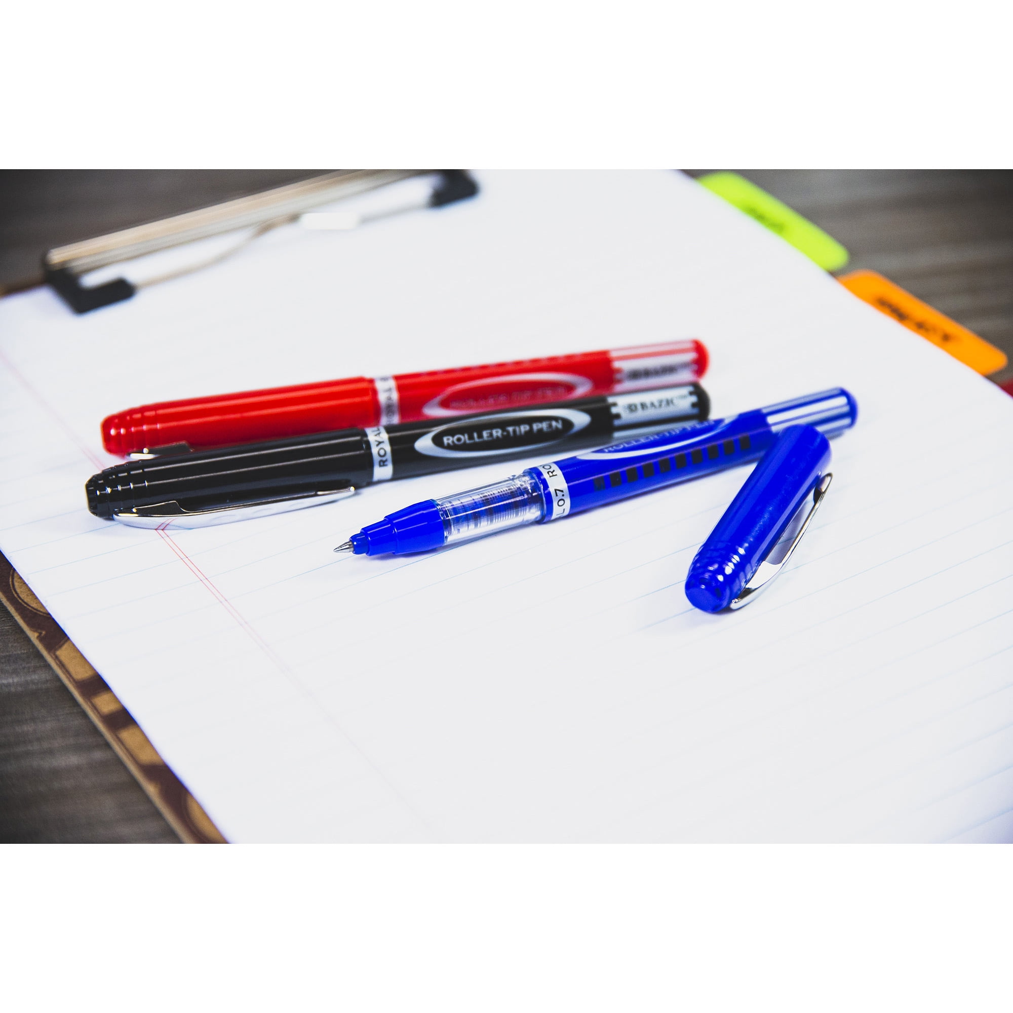 BAZIC Royal Red Color Rollerball Pen 0.7mm w/ Regulator, (3/Pack), 1-Pack