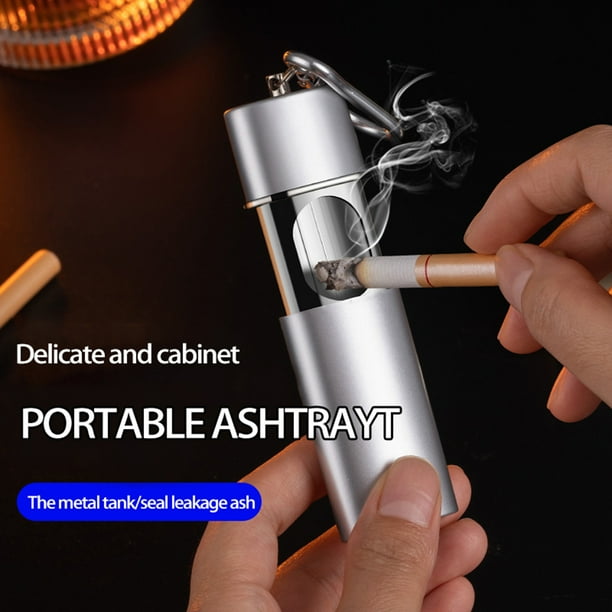 Farfi Portable Ashtray with Buckle Sealed Pull Closure Anti-scalding Metal  Liner Butt Storage Stainless Steel Mini Mobile Ashtray Men Pocket Gadget  Creative Gift (Rose Gold)