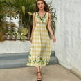 thumbnail image 3 of Lemons And Leaves on A Yellow And White Background Sleeveless Dress Dresses Women Summer Evening Dresses Ladies Bohemia Long Dresses, 3 of 9