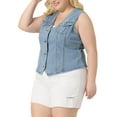 thumbnail image 4 of Agnes Orinda Plus Size Denim Jackets for Women Sleeveless Utility with Pocket Jean Denim Vests, 4 of 5