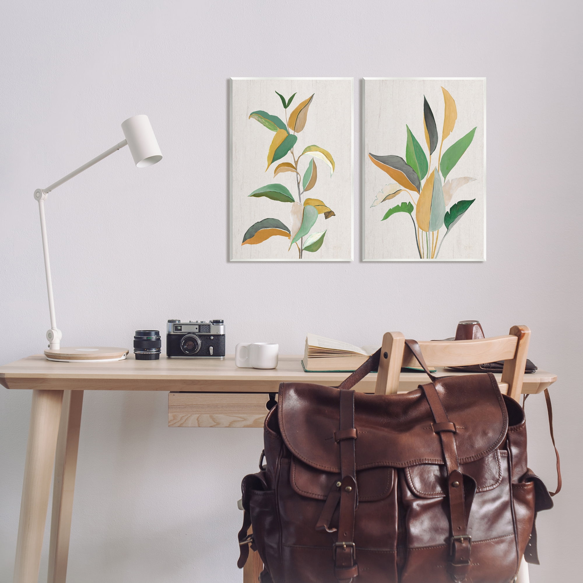 Stupell Industries Modern Split Plant Leaves Botanical & Floral Painting Unframed Art Print Wall Art, 13 x 19, Set of 2