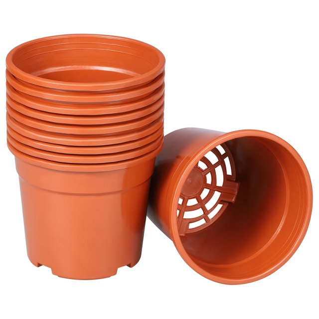 Uxcell 4.4" Macetas de plástico con agujeros, contenedor para flores, paquete de 10 en rojo