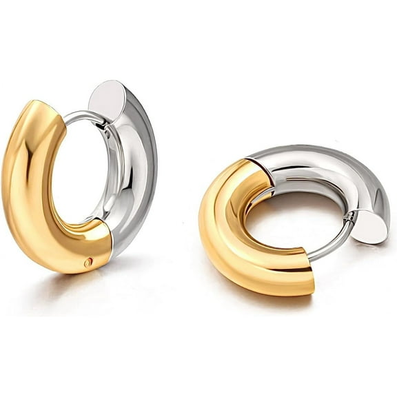 Two Tone Earrings for Women Gold and Silver Hoop Small Huggie Hoop Earrings for Women