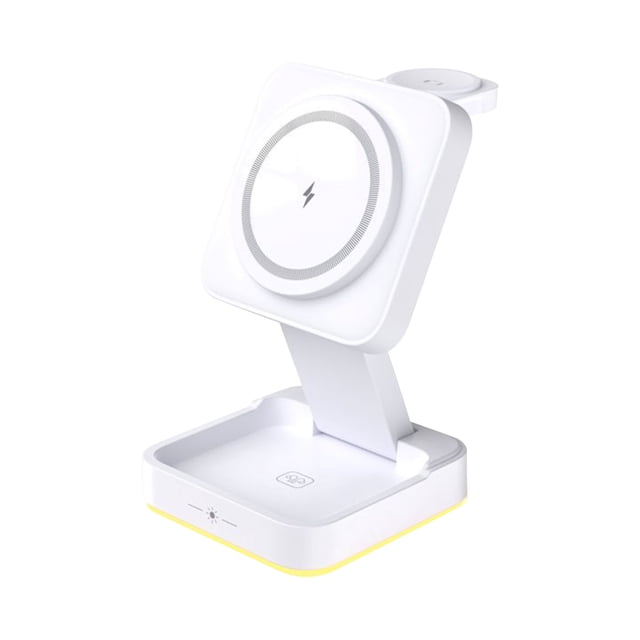 Birdeem Multifunctional Foldable Wireless Charging for Android and Ios Smart Phones Watches Earphones 3-In-1 Magnetic 15W Wireless Fast Charger with Led Light