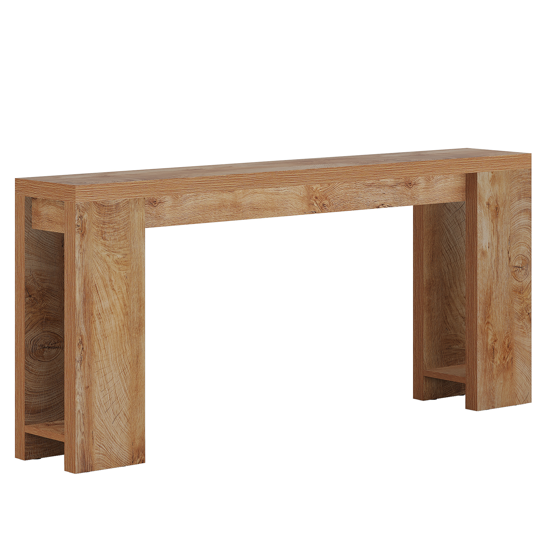 Finmind 71" Extra Long Sofa Table Behing Couch, Narrow Natural Wooden Console Table for Entryway