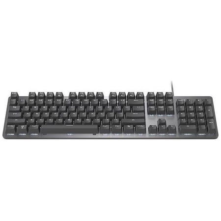 UPC: 0097855161666 | Logitech K845ch Mechanical Illuminated Keyboard  Cherry MX Switches  Strong Adjustable Tilt Legs  Compact Size  Aluminum Top Case  104 Keys  USB Corded  Windows (Cherry Blue Switches)