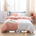 thumbnail image 1 of Algodón Lavado Rosa y Blanco Funda Nórdica Reversible King Size Vintage Bedding Set, 1 of 9