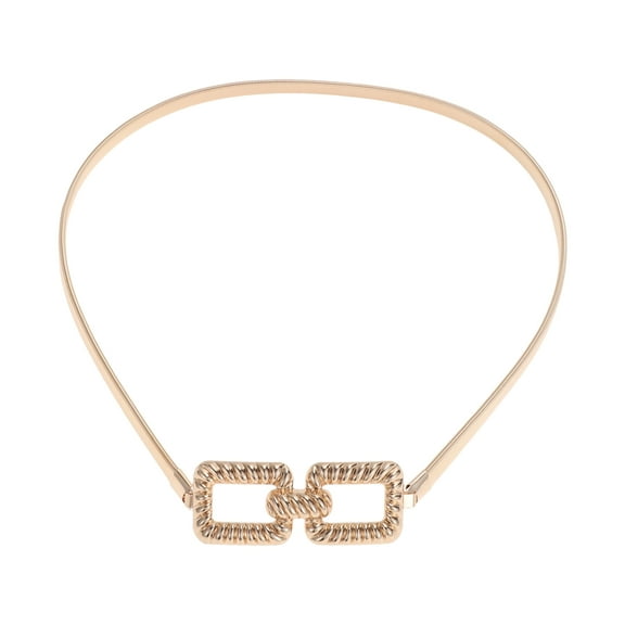 Unique Bargains 1 Pc Adjustable Waist Belt Square Pattern Waist Cord Gold Tone