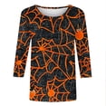 thumbnail image 6 of JOANKDMI Halloween Womens Tops Casual Crew Neck 3/4 Sleeve Spider Web Graphic Print Shirts Holiday Festive Pullovers Relaxed Fit T-Shirts for Fall Streetwear Fashion, 6 of 6