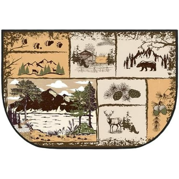 Fireplace Hearth Rug Fireplace Mats Cabin Southwestern Fireproof Fire Resistant Rug for Wood Stove Floor for Kitchen Indoor Outdoor(Cabin,24 x 36 Inch)