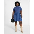 thumbnail image 2 of Terra & Sky Women's Plus Short Sleeve Mini Mixed Media Dress, Sizes 0X-5X, 2 of 5