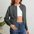 thumbnail image 2 of SnZhen Women's Cardigan Top Fashion Solid Color Round Neck Knitted Button Up Lightweight Versatile Sweater Dark Gray M, 2 of 5
