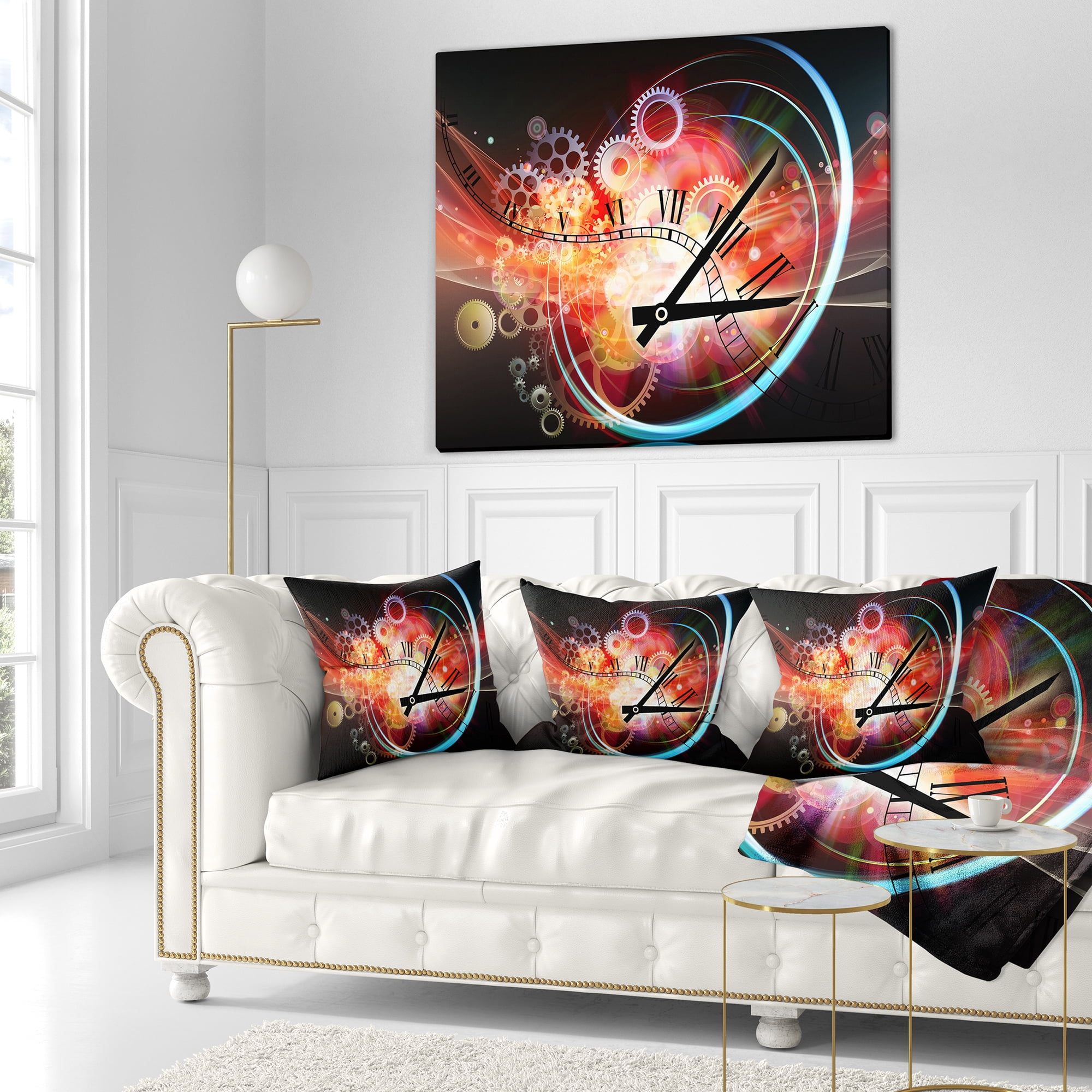 Designart Interesting Clock - Contemporary Throw Pillow - 16x16
