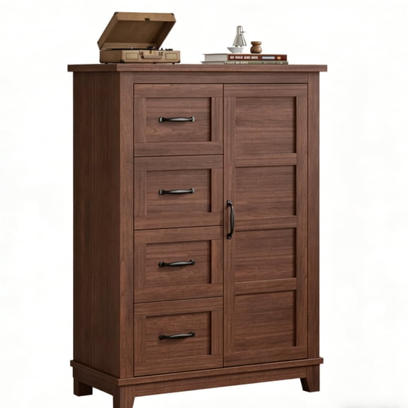 GARVEE Farmhouse Dresser with 4 Drawers, 1 Door, 31.5 x 15.7 x 45.7 inch, Brown