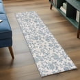 thumbnail image 4 of Farmhouse Flower Large Area Rugs for Bedroom Living Room, Soft Non Slip Carpet Bedside Rug, Botanical Vintage Light Blue Leaf Rectangular Floor Cover Kitchen Accent Rug 2'x6' for Dining Room/Office, 4 of 9