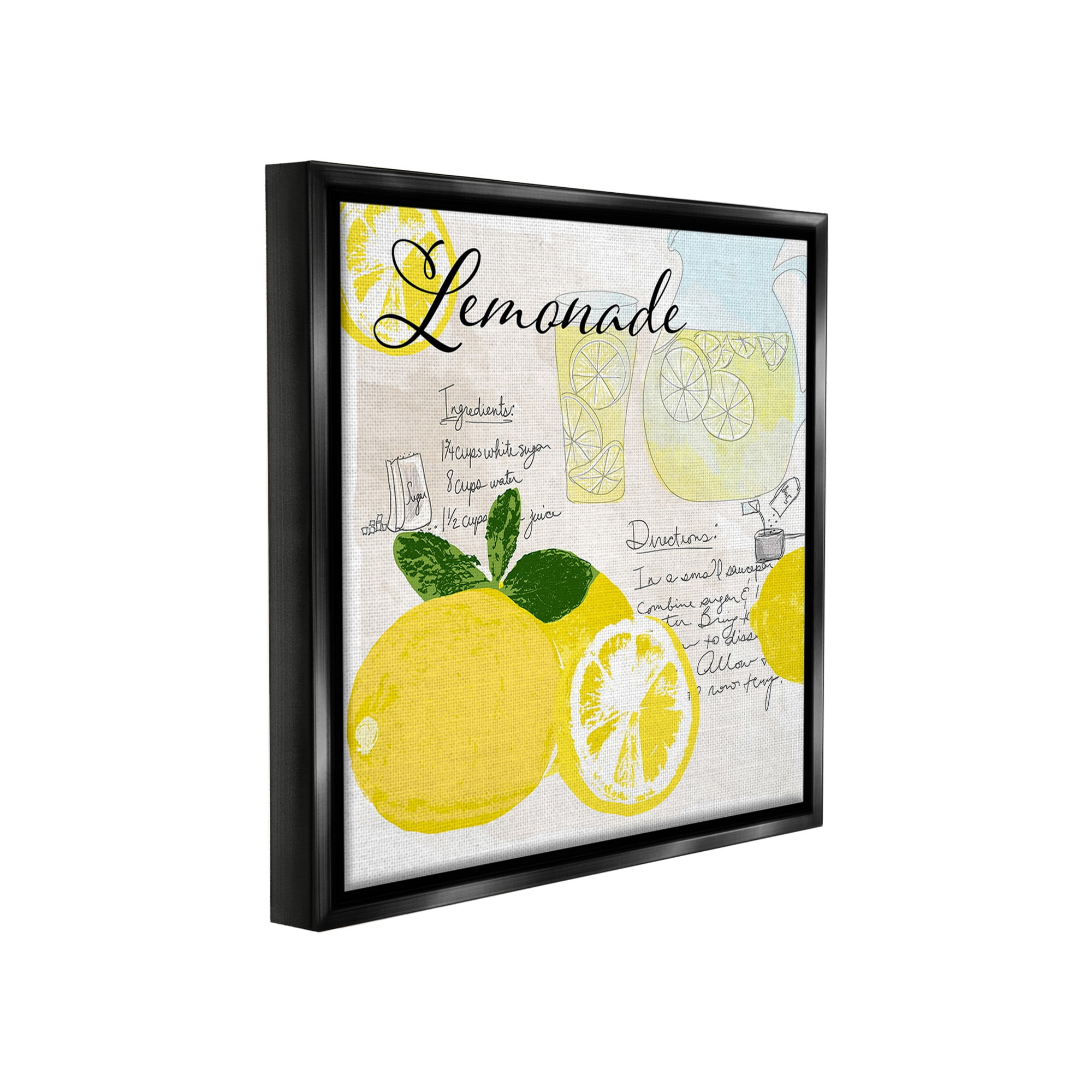 Stupell Industries Summer Lemonade Recipe Food & Beverage Painting Black Floater Framed Canvas Art Print Wall Art, 18 x 18