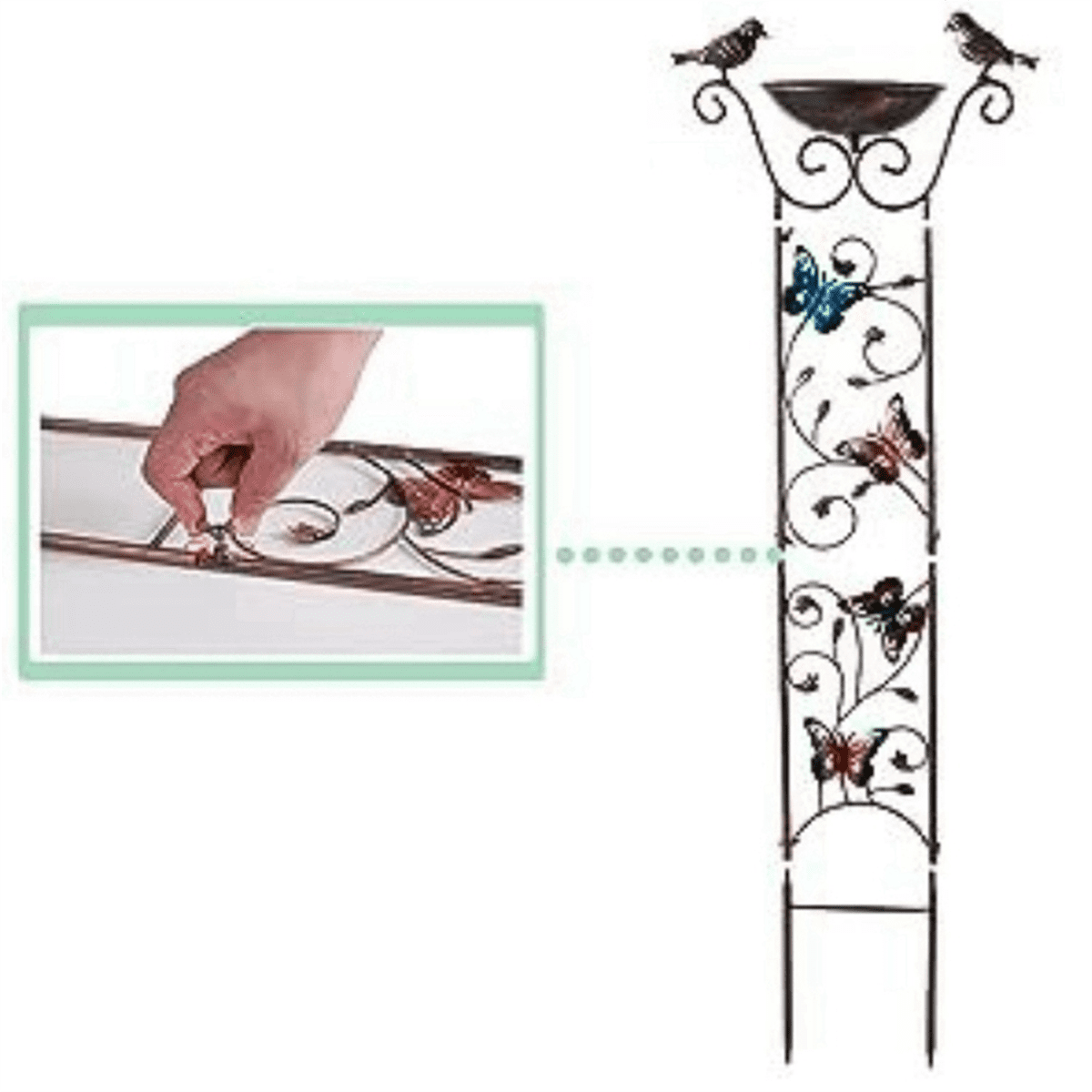 Outdoor Bird Bath Butterfly Garden Trellis Yard Decoration Metal Baths Bowl with Plant Climbing Frame