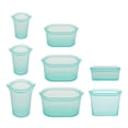 thumbnail image 2 of Bolsas de almacenamiento de alimentos con cierre de cremallera, juego completo de 8 bolsas de silicona, color verde azulado, 2 of 6