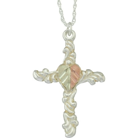 Black Hills Gold Jewelry by Coleman Co. Swirled Cross 10kt and 12kt Black Hills Gold and Sterling Silver Pendant, 18