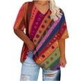 thumbnail image 4 of Plus Size 4X Women's Short Sleeve Tops Sale Under $10 Free Shipping Summer Casual Loose Print Blouse, 4 of 5