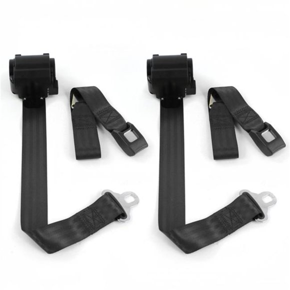 Black Retractable Bucket Seat Belt Kit for 1970-1977 Standard AMC Hornet 2 Point - 2 Belts