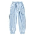 thumbnail image 4 of Girls Cargo Pants Relaxed Fit Baggy Cargo Pants Wide Leg Blue Cargo Pants with Pockets Girls Summer Clothes 7-8 Years, 4 of 4