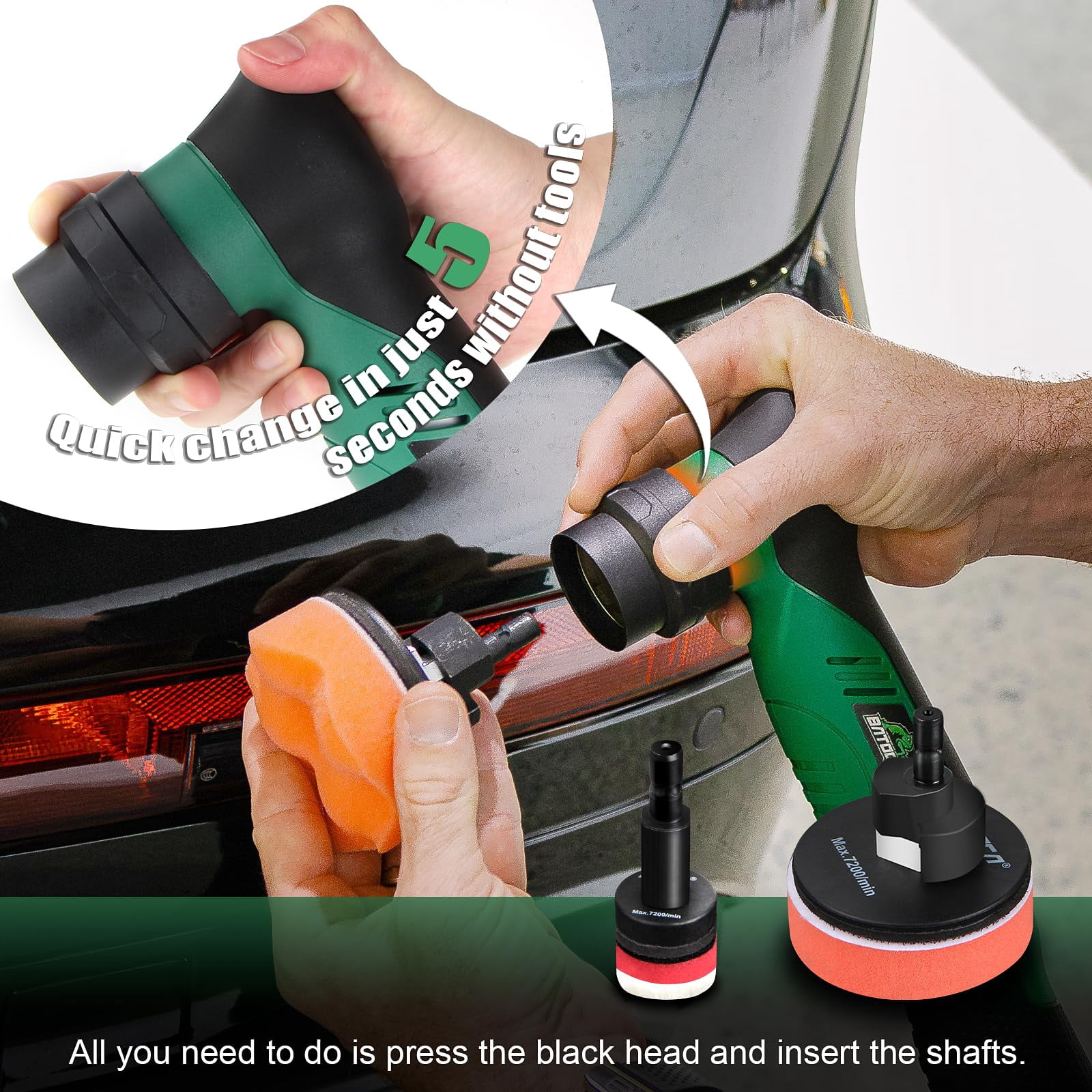 Cordless Car Buffer Polisher Kit 1 Inch 3 Inch Dual Action & Rotary Polishing Machine for Car Detailing,2x 2.0Ah Batteries,6 Variable Speeds 2000-5500RPM