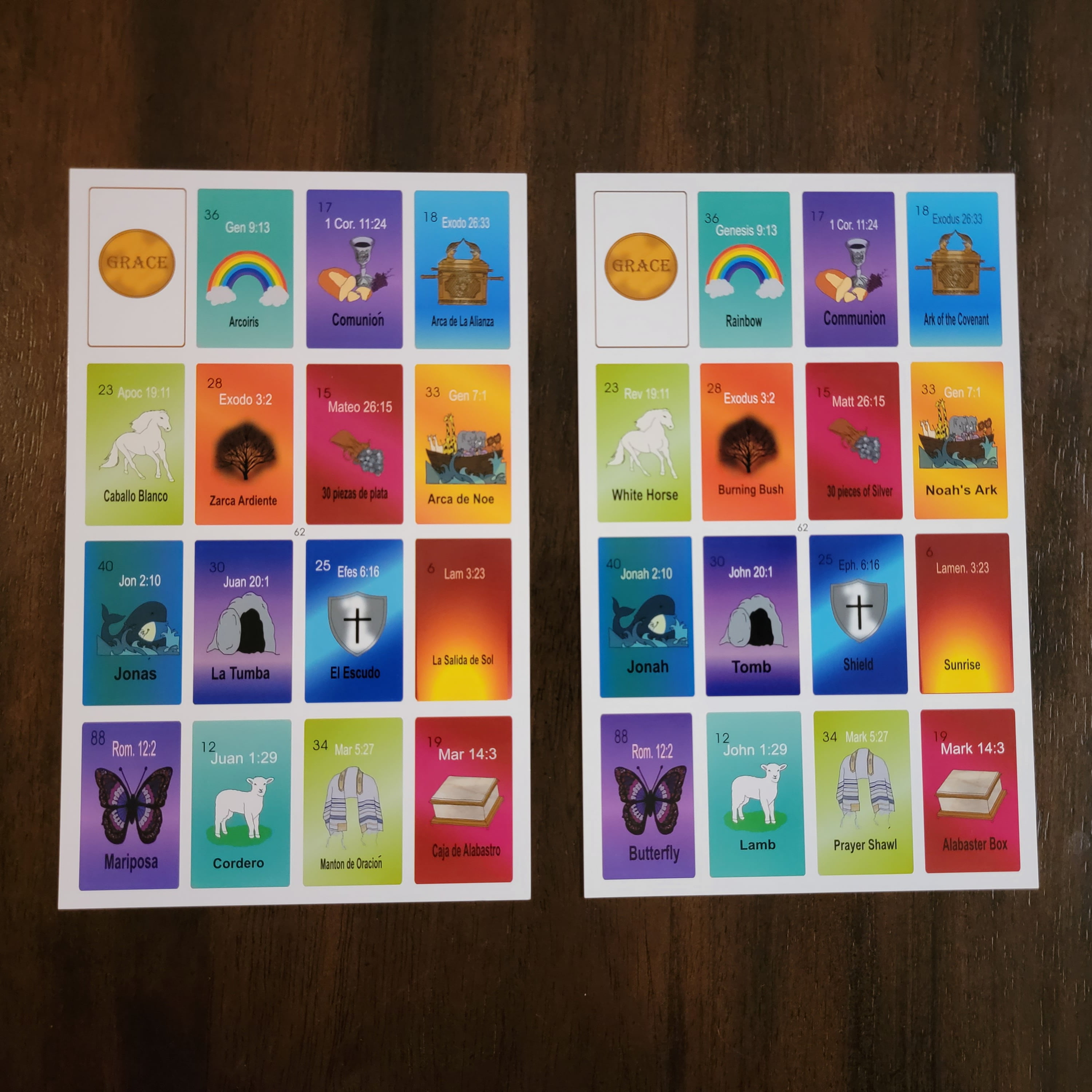 4Hearts Entertainment, LLC Bible Loteria Card Game, FIESTA Christian Bingo Family Game for 10 Players for Easter & Catholic Events