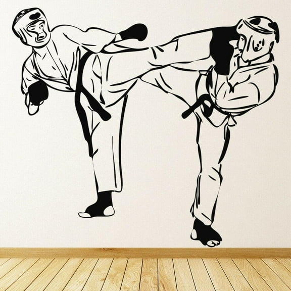 Wall Decal Martial Arts Fight Extreme Sports Boxing Club Gym Interior Decor Vinyl Window Stickers Teens Bedroom Art Mural 42x46cm
