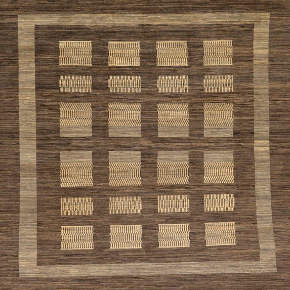 Ahgly Company Machine Washable Indoor Square Abstract Tiger Orange Brown Area Rugs, 3' Square