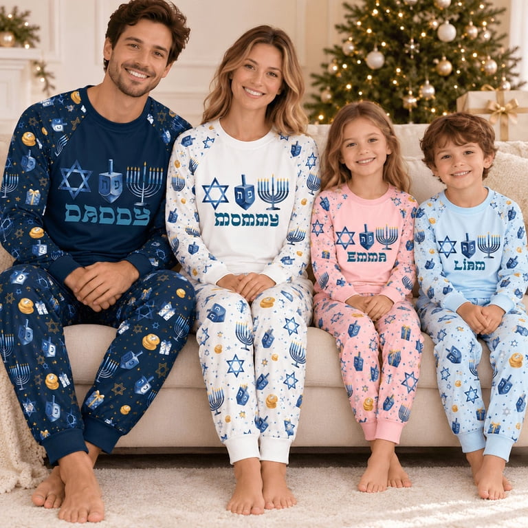 PAVIG Personalized Hanukkah Pajama Set, Holiday Festival of Lights ...