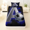 thumbnail image 3 of Castle Fairy 3D Metallic Letter A Soccer Print Twin Sheets 3pcs, Futuristic Sports Graphic Bedding, Silver Black Blue,1 Fitted Sheet, 1 Flat Sheet and 1 Pillowcase, 3 of 6