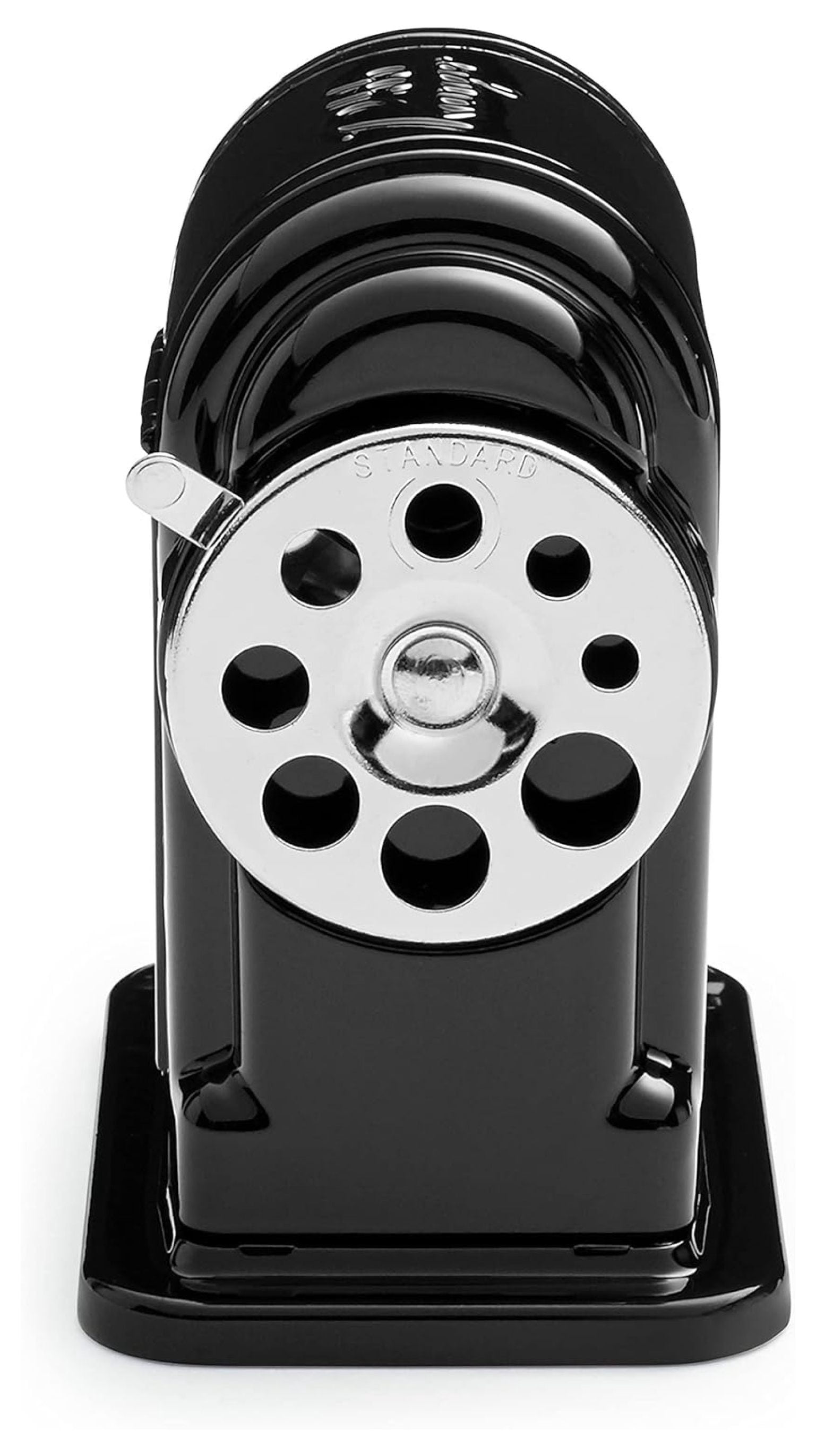 Pencil Sharpener, Manual - Classroom & Office - Heavy Duty Metal - Wall or Desk Mount - Black - Sharpens 8 Sizes 1 Count (Pack of 1)