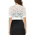 thumbnail image 3 of MODA NOVA Lace Shrug Bolero for Juniors Satin Panel Open Front Crop Cardigans White XS, 3 of 6